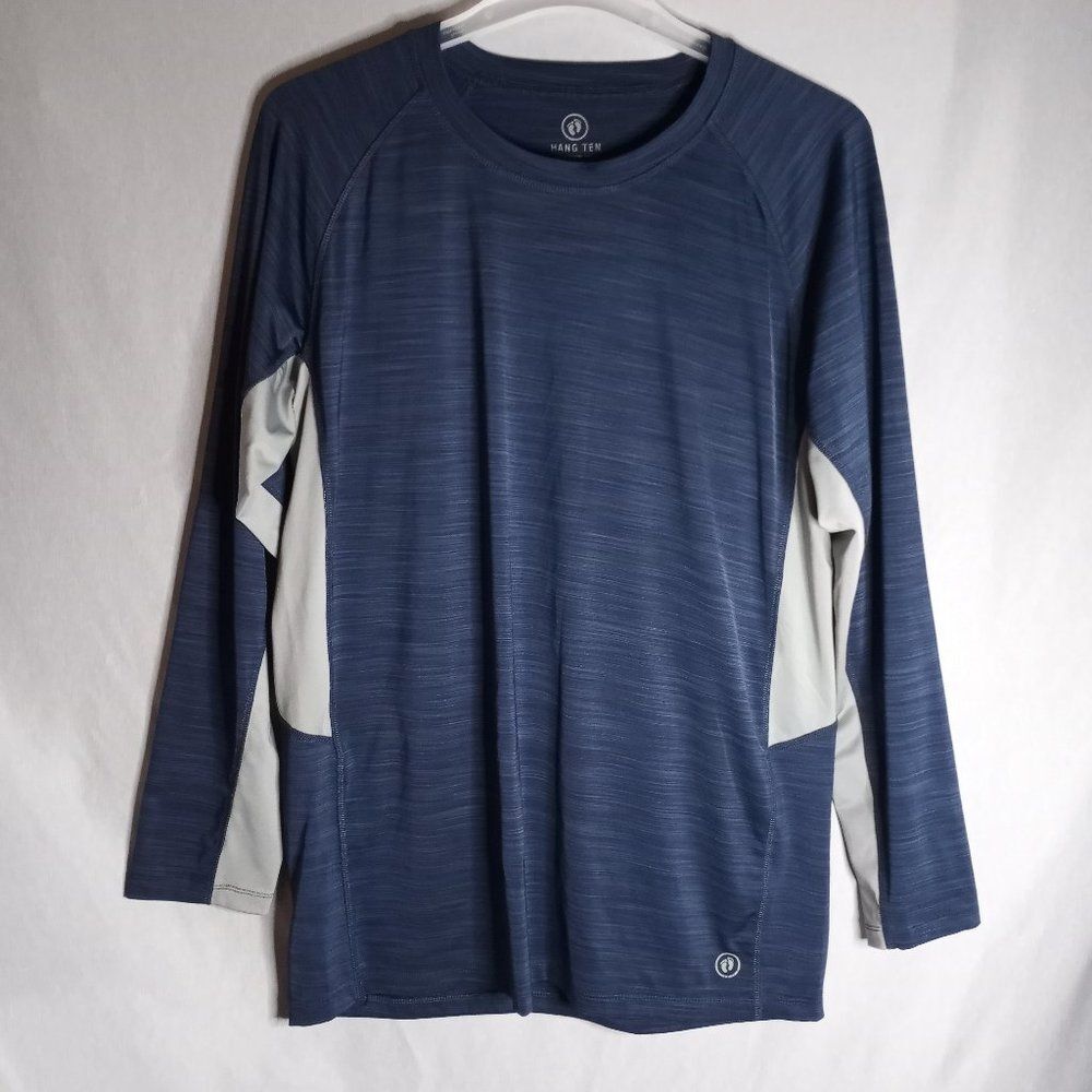 HangTen UV Protection Blue/Gray Long Sleeve Men's Activewear Shirt Size XL